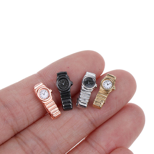 1:12 dollhouse diy hut Dollhouse Mini model toy metal watch Wristwatch pocket miniature