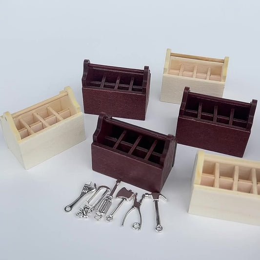 1:12 Dollhouse Wooden Toolbox – Axe & Scissors Set