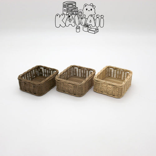 1Pc Dollhouse Miniature Simulation Woven Shopping Storage Basket Model For Doll House