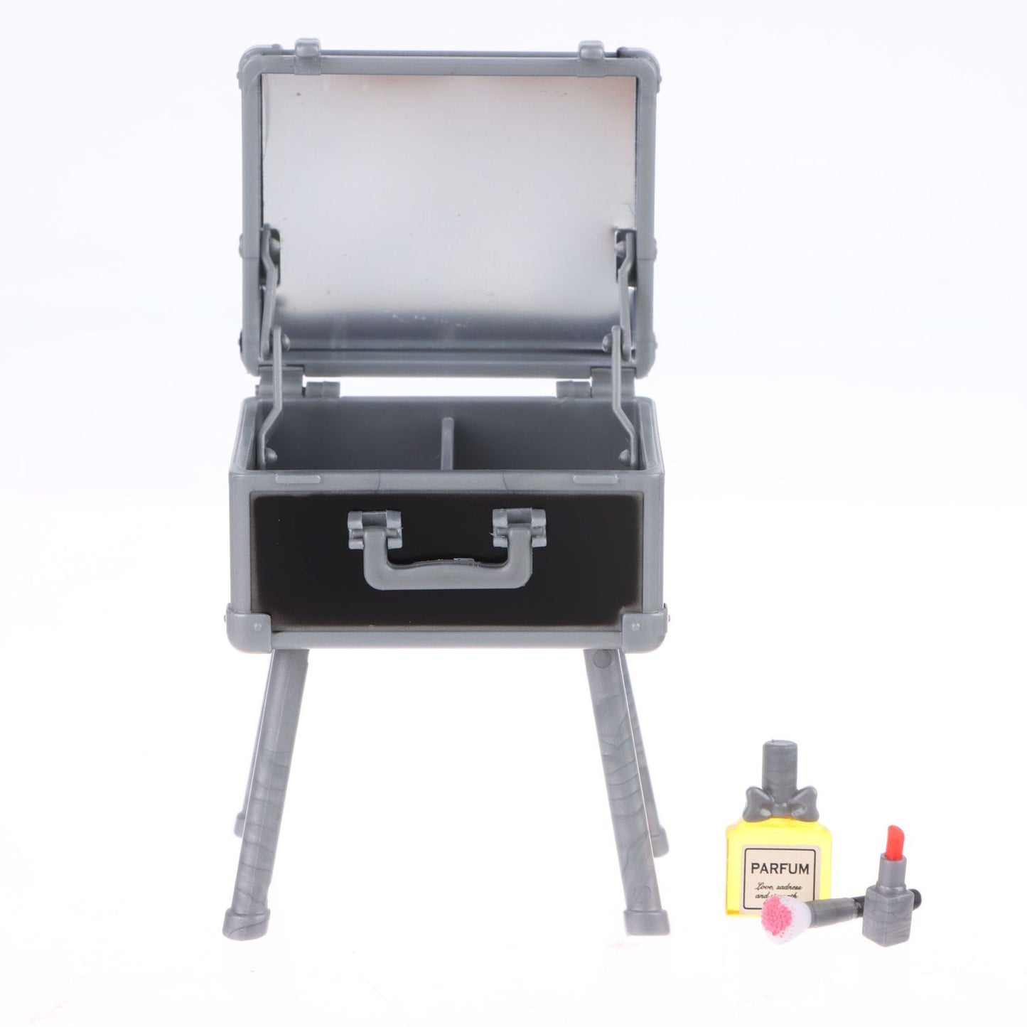 1:12 Dollhouse Makeup Set – Cosmetic Case, Lipstick, Perfume, Cushion Compact