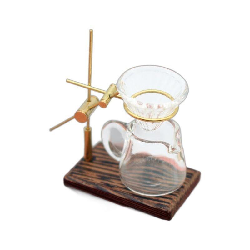 Dollhouse Mini Hand Punch Coffee Shelf Glass Pot Miniature Living Room And Kitchen Scene Model Accessories