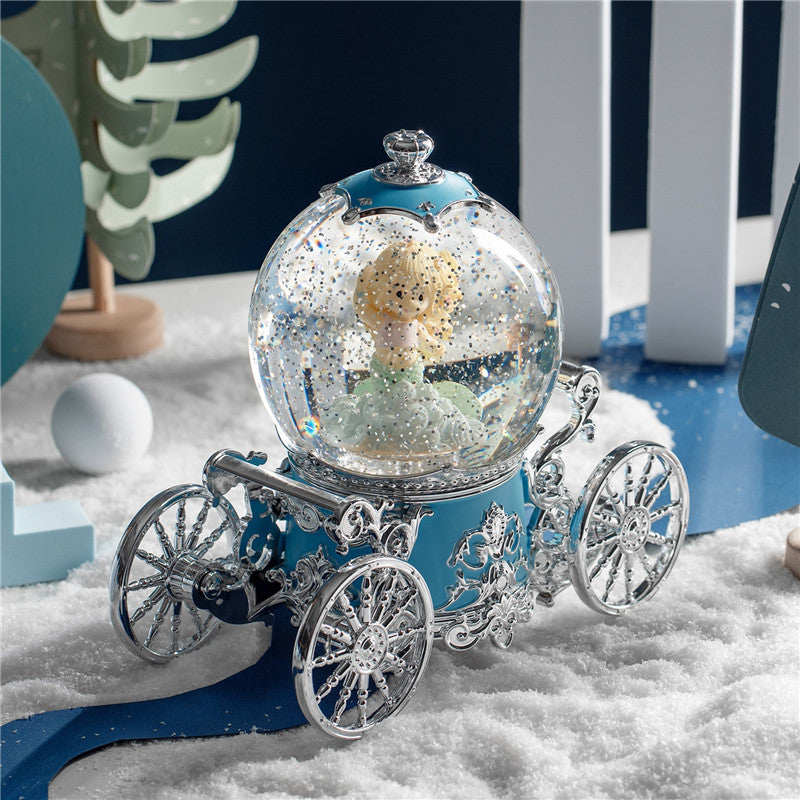 Christmas Snow Dream Couple Carriage Crystal Ball Music Box Music Box Girls Wedding Birthday Gift for Child Home Decor