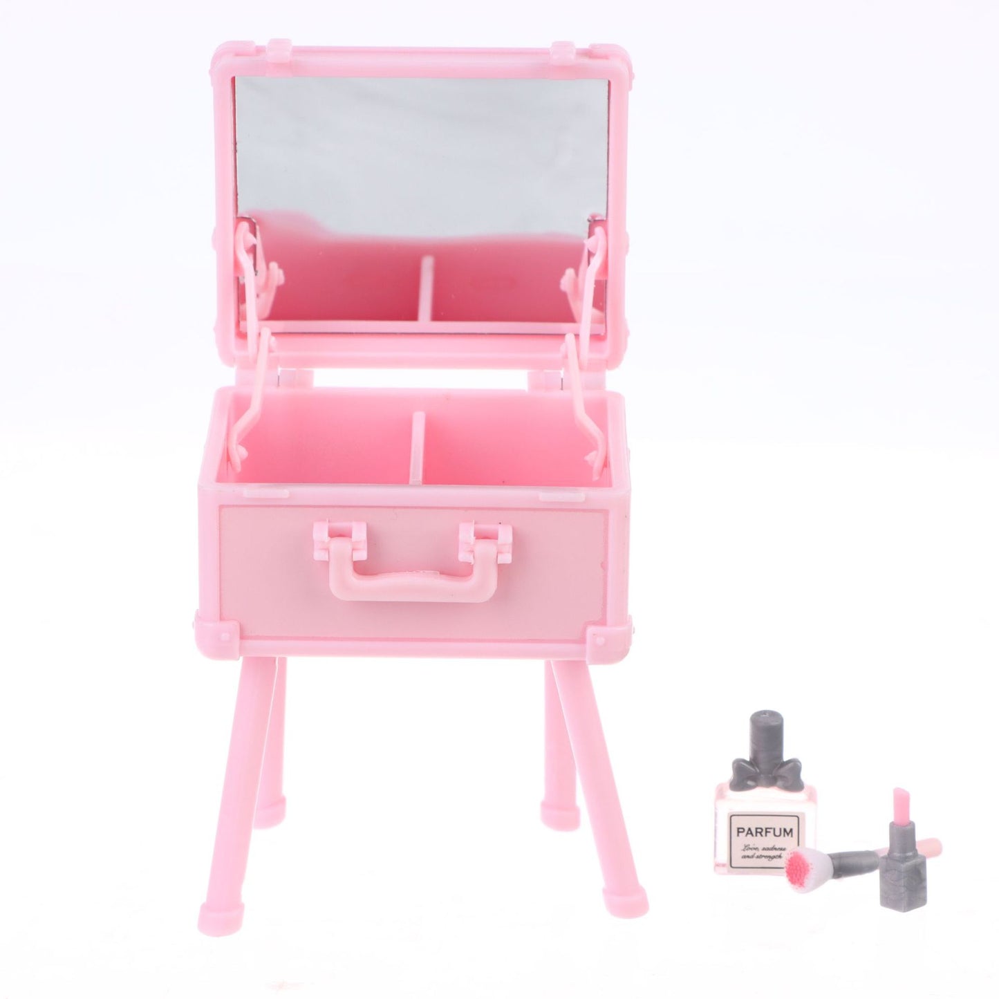 1:12 Dollhouse Makeup Set – Cosmetic Case, Lipstick, Perfume, Cushion Compact
