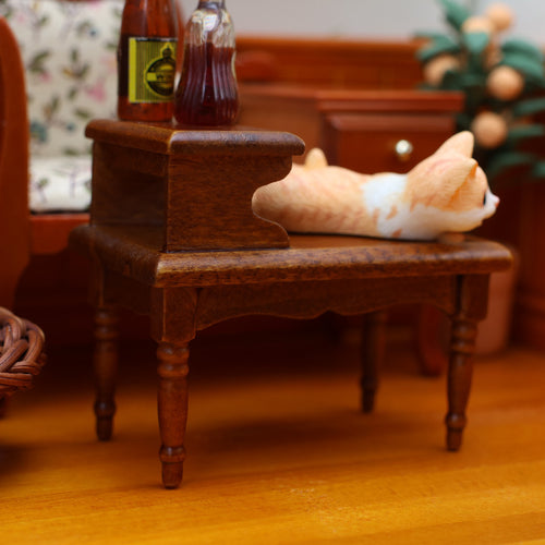 1:12 Mini Dollhouse Furniture – Brown Double-Layer Coffee Table for Living Room Miniature Scenes