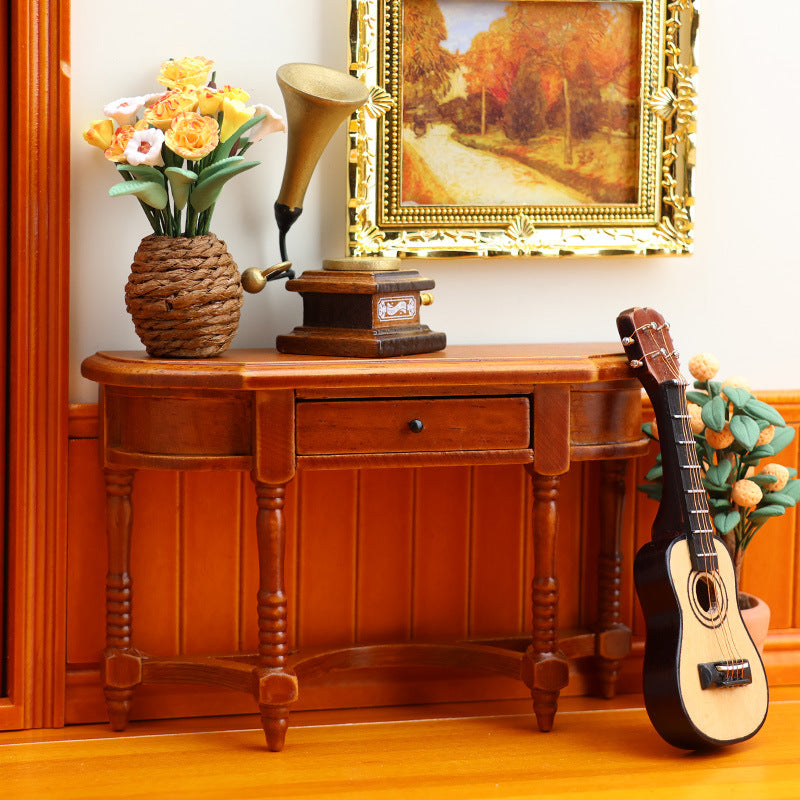 1:12 Mini Dollhouse Furniture – European Vintage Half-Table for Miniature Play Scenes