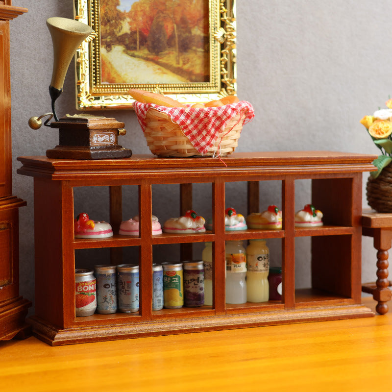 1:12 Mini Dollhouse Furniture – Bakery Display Cabinet with Grid Storage for Miniature Shop Scenes