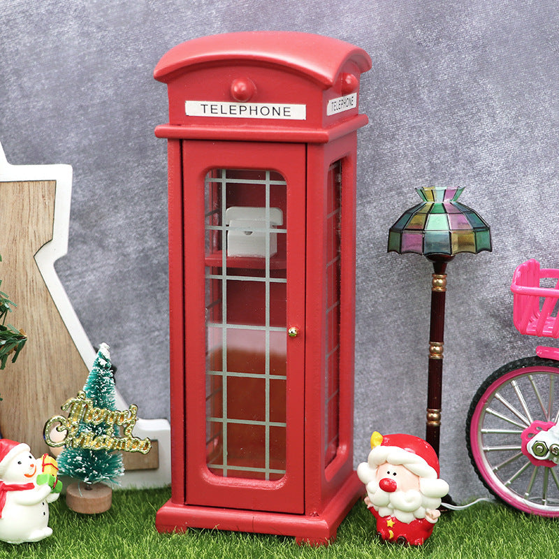 1:12 Dollhouse Outdoor Miniature Scene Model – Red Telephone Booth