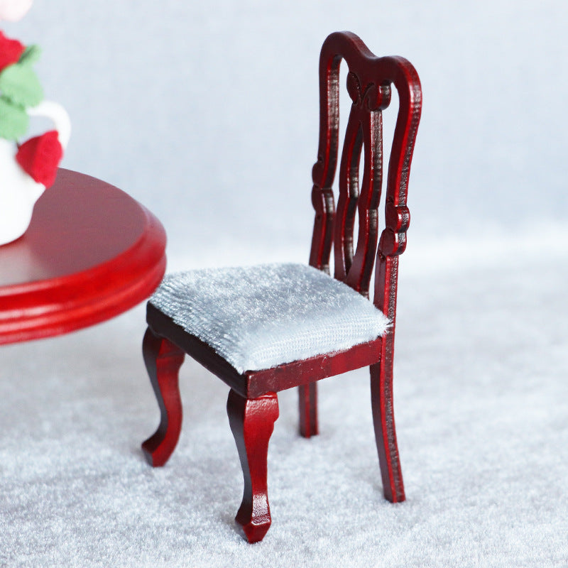 1:12 Dollhouse Miniature Furniture Vintage Red Wood Chair
