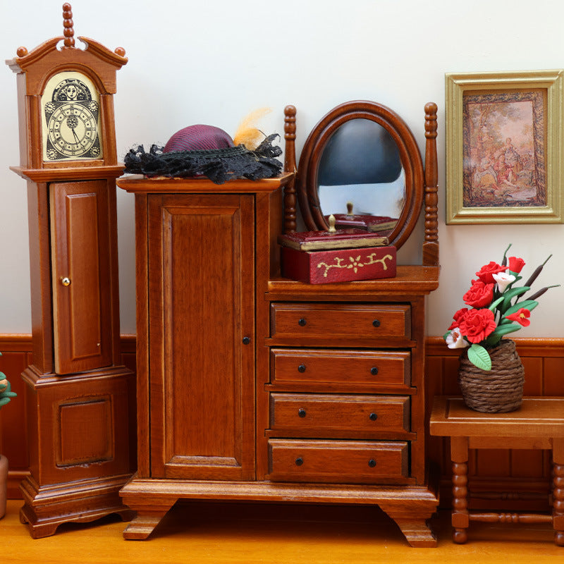 1:12 Mini Dollhouse Furniture – European Vintage Storage Vanity Cabinet for Miniature Scenes