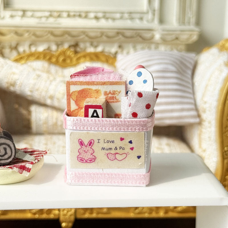 1:12 Dollhouse Pink Toy Box / Baby Storage Box