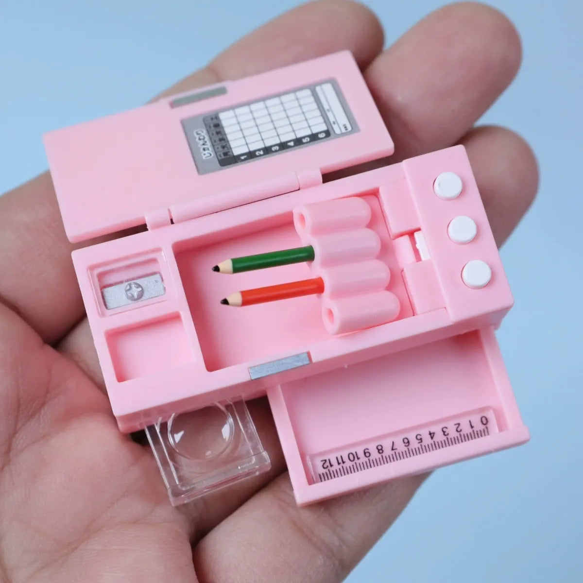 Miniature School Supplies Set - 1:12 Scale Realistic Pencils, Erasers & Rulers for Dollhouse Decor (Blythe/OB11 Compatible)