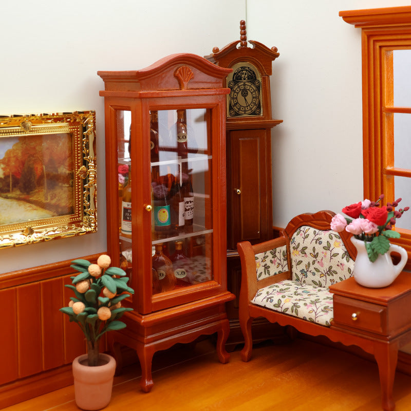 1:12 Mini Dollhouse Furniture – Wooden Arched Single Door Cabinet for Miniature Play Scenes