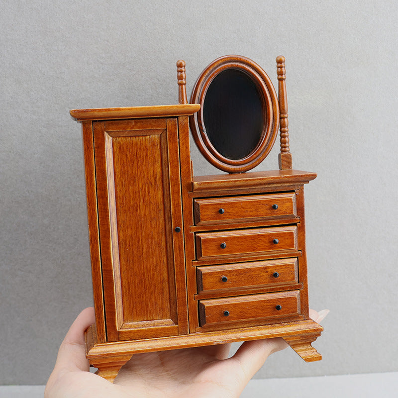 1:12 Mini Dollhouse Furniture – European Vintage Storage Vanity Cabinet for Miniature Scenes