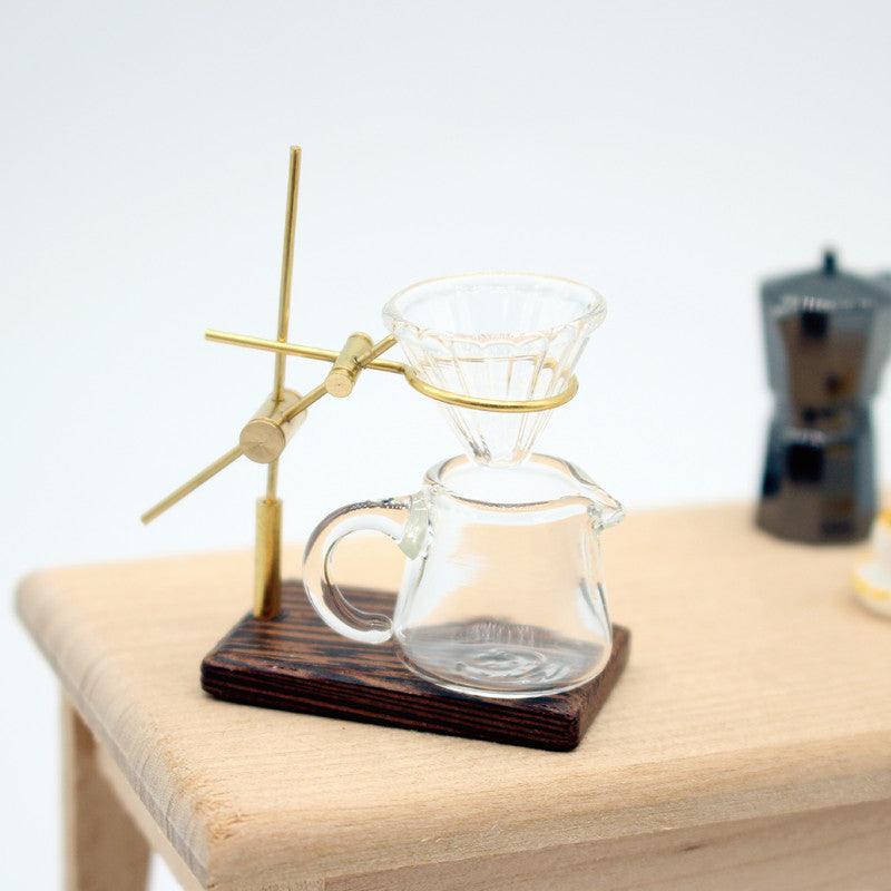 Dollhouse Mini Hand Punch Coffee Shelf Glass Pot Miniature Living Room And Kitchen Scene Model Accessories