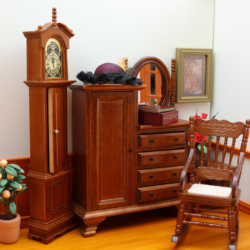 1:12 Mini Dollhouse Furniture – European Vintage Storage Vanity Cabinet for Miniature Scenes