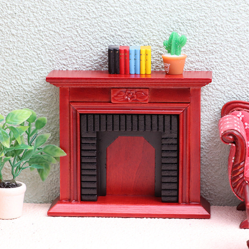 1:12 Mini Dollhouse Furniture – Realistic Wooden Fireplace for OB11 Miniature Scene Model
