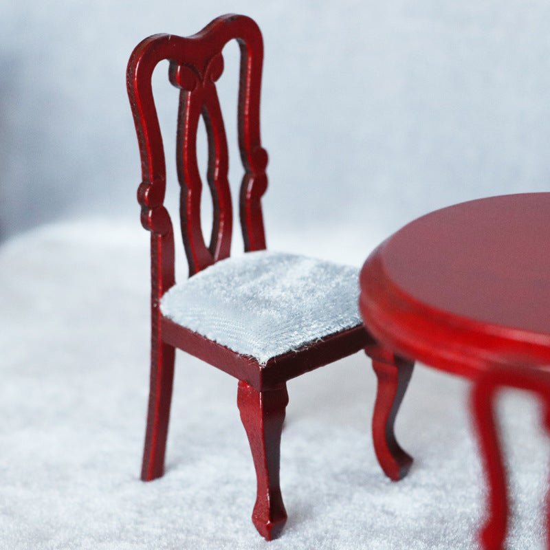 1:12 Dollhouse Miniature Furniture Vintage Red Wood Chair