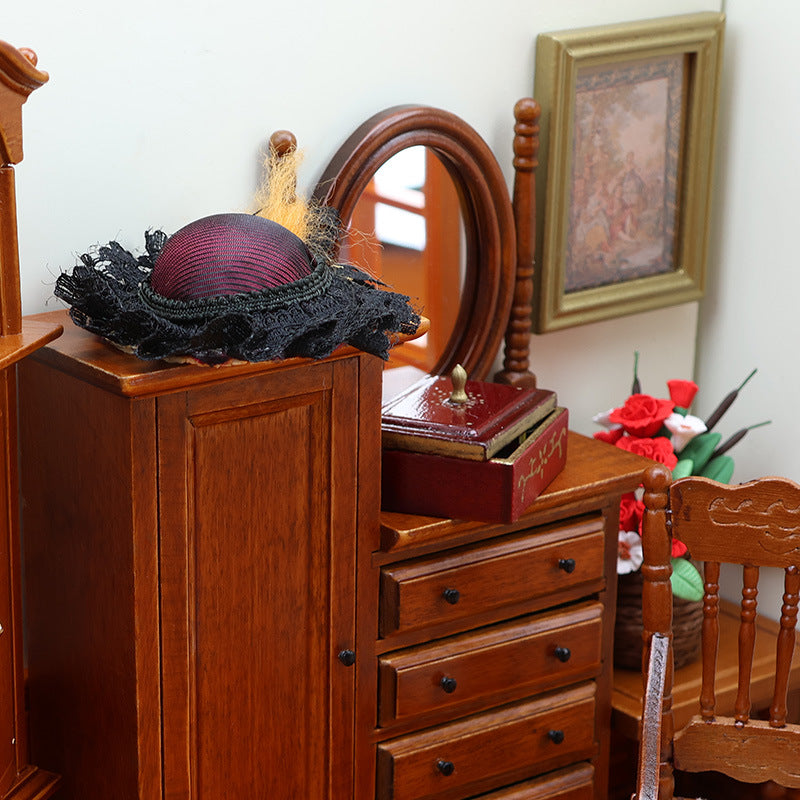 1:12 Mini Dollhouse Furniture – European Vintage Storage Vanity Cabinet for Miniature Scenes