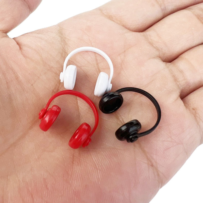 1:12 Dollhouse Mini Computer Room Scene Accessory - Black/Red Headphones