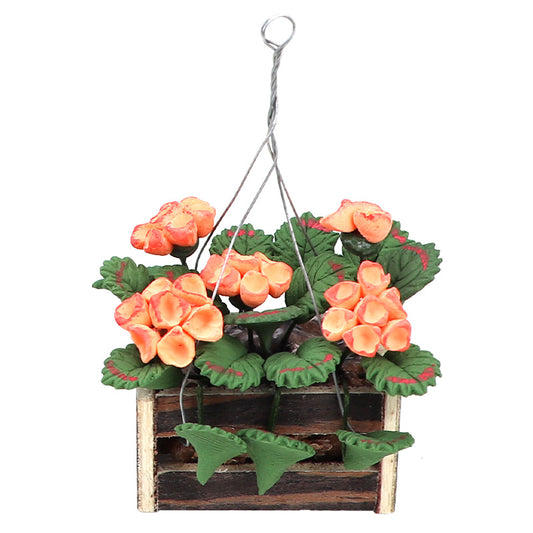 1:12 Dollhouse Miniature Food Scene Decoration – Miniature Simulated Flower Hanging Basket with Hydrangea Plant