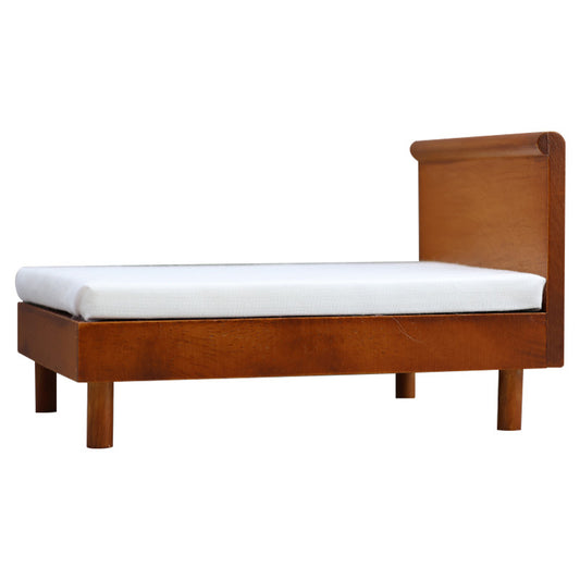 1:12 Mini Dollhouse Furniture – Modern Minimalist Wooden Double Bed for Bedroom Miniature Scenes