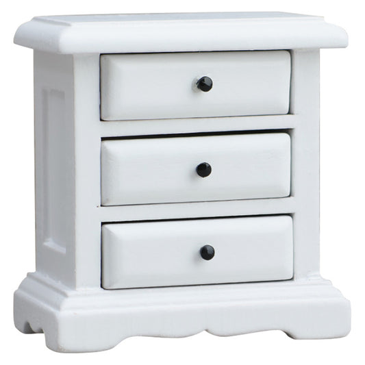 1:12 Mini Dollhouse Furniture – White Bedside Table for Miniature Scenes