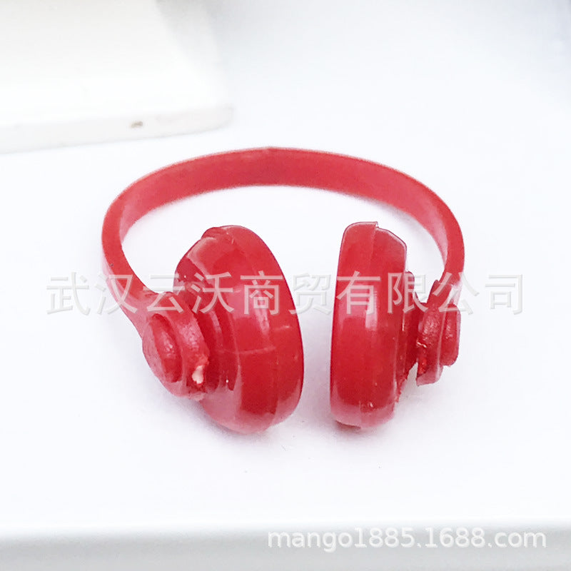 1:12 Dollhouse Mini Computer Room Scene Accessory - Black/Red Headphones