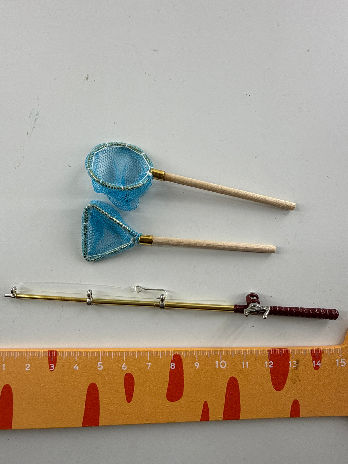 Lily minis-dollhouse Blue fishing net fishing rod