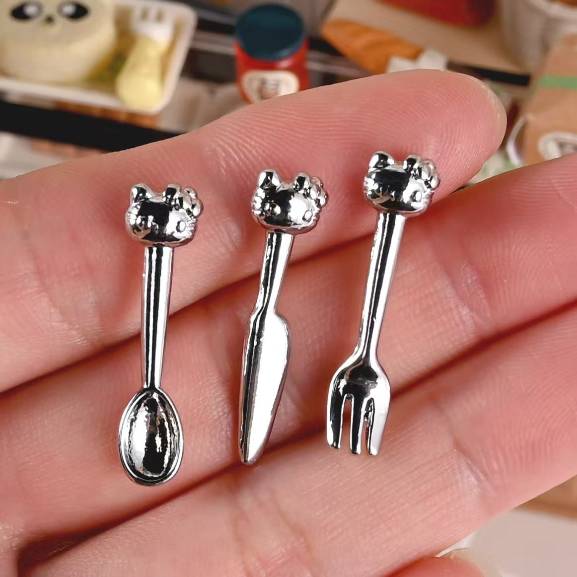 Lily minis-dollhouse miniature metal silverware sets