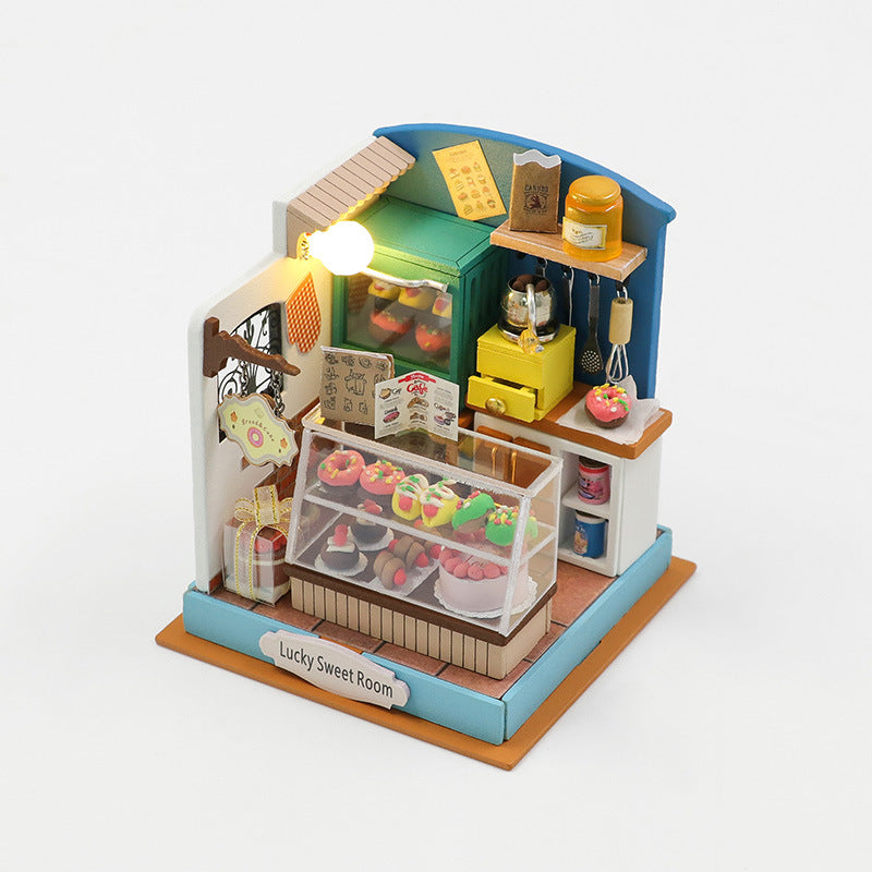 Roroom DIY Miniature and Furniture Dollhouse Kit,Mini 3D Wooden Doll House Craft Model with Dust Proof Cover and LED,Creative Room Idea for Valentine's Day Birthday Gift(S2303)