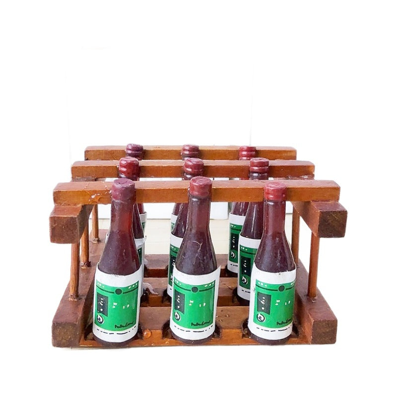 1:12 Dollhouse Miniature Model Scene Accessory – Beer Rack with 9 Beer Bottles