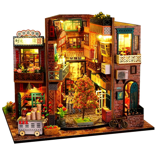 NEW Retro DIY Wooden Times Imprint Dollhouses Miniature Kits With Furniture LED Lights Home Desk Decoration Adult Handmade Gifts