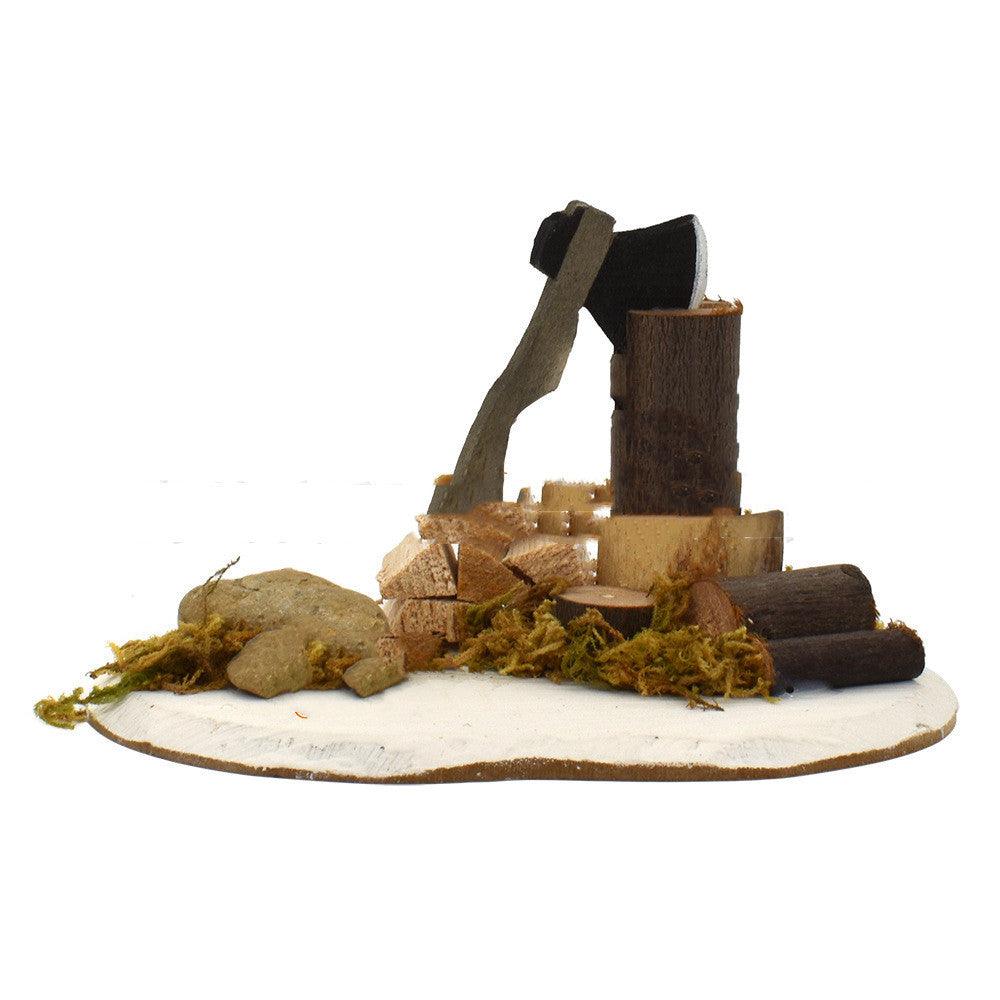 Miniature Garden Decoration Miniature Rustic Scene Simulated Wood Chopping Axe