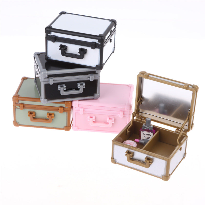 1:12 Dollhouse Makeup Set – Cosmetic Case, Lipstick, Perfume, Cushion Compact