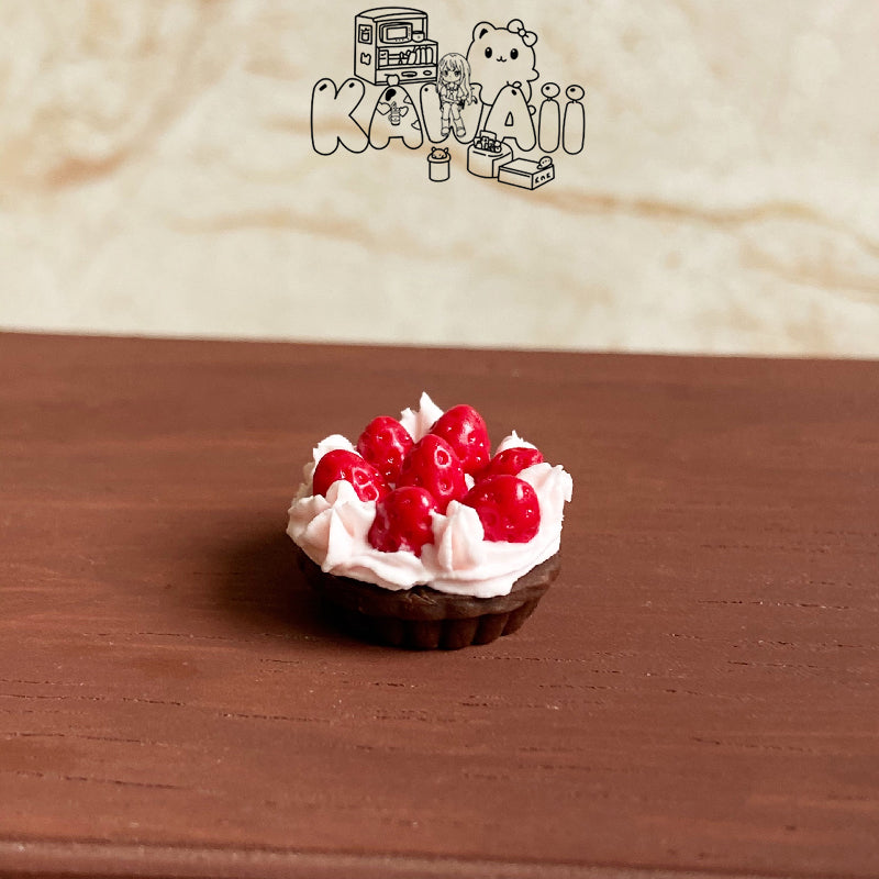 Dollhouse Miniature 1:12 Scale Chocolate Strawberry Pie Party Cake Shop Food