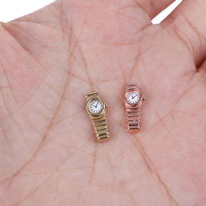 1:12 dollhouse diy hut Dollhouse Mini model toy metal watch Wristwatch pocket miniature