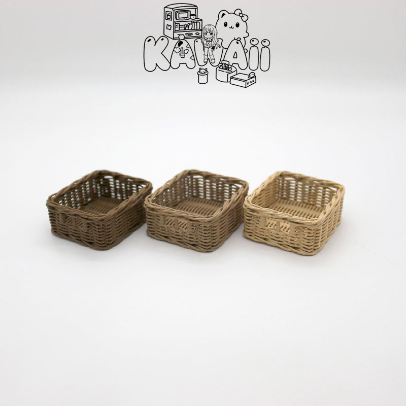 1Pc Dollhouse Miniature Simulation Woven Shopping Storage Basket Model For Doll House