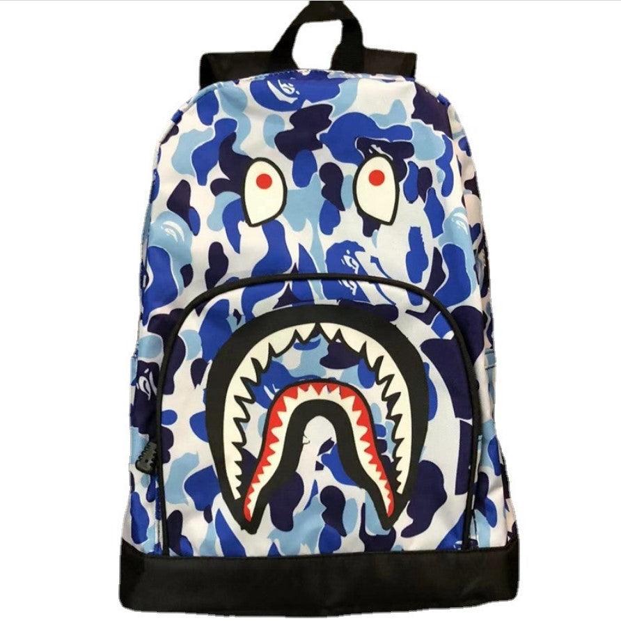 Camouflage shark head print backpack