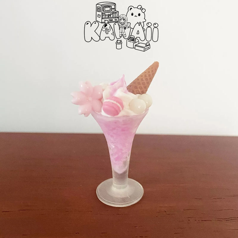 1/6 Scale Dollhouse Miniatures Mini Food Drinks Pink Ice Cream Cup Ornaments