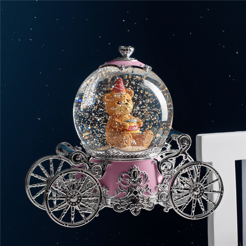 Christmas Snow Dream Couple Carriage Crystal Ball Music Box Music Box Girls Wedding Birthday Gift for Child Home Decor