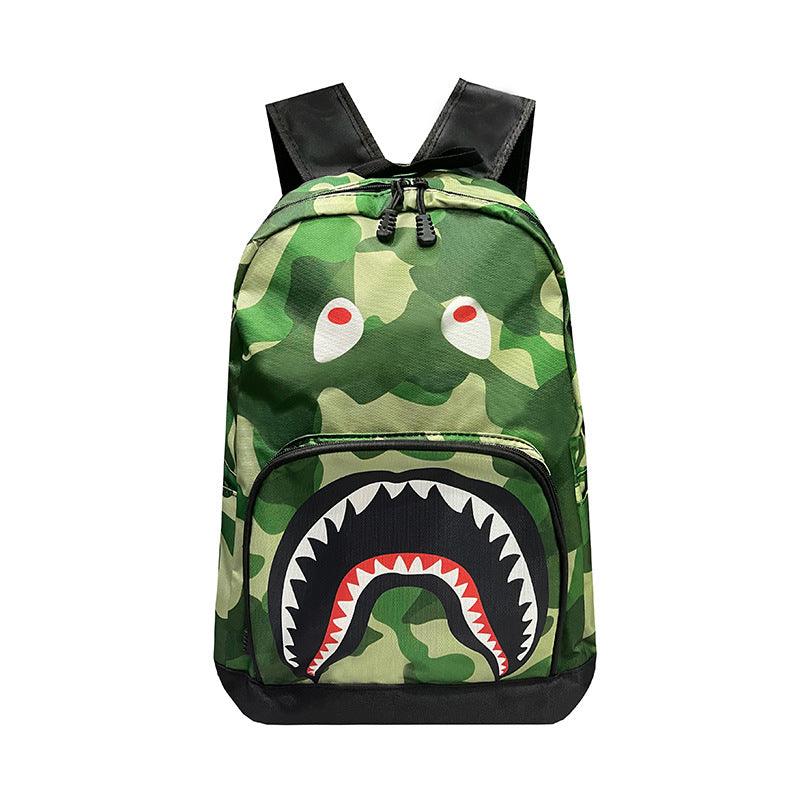 Camouflage shark head print backpack