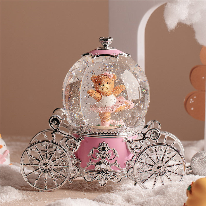 Christmas Snow Dream Couple Carriage Crystal Ball Music Box Music Box Girls Wedding Birthday Gift for Child Home Decor