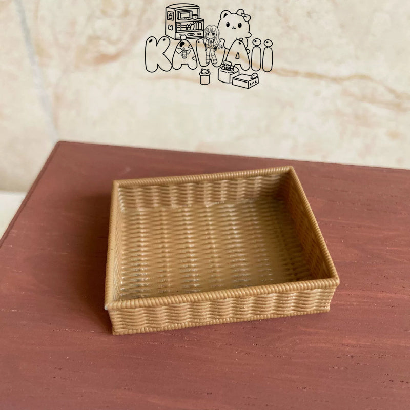 1:6 Scale Dollhouse Miniatures Tiny Storage Hand Basket Resin Kitchen Ornaments