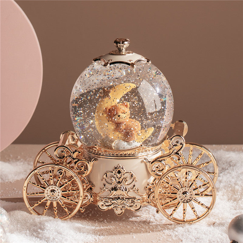 Christmas Snow Dream Couple Carriage Crystal Ball Music Box Music Box Girls Wedding Birthday Gift for Child Home Decor