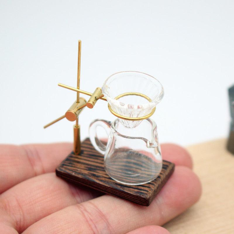 Dollhouse Mini Hand Punch Coffee Shelf Glass Pot Miniature Living Room And Kitchen Scene Model Accessories