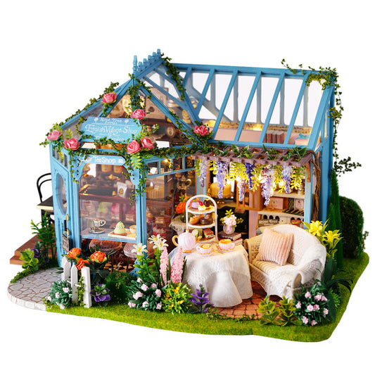 Hellery DIY Miniature Dollhouse Kits with Furniture with Music Box and LED Lights Collection Kids Adults Friend