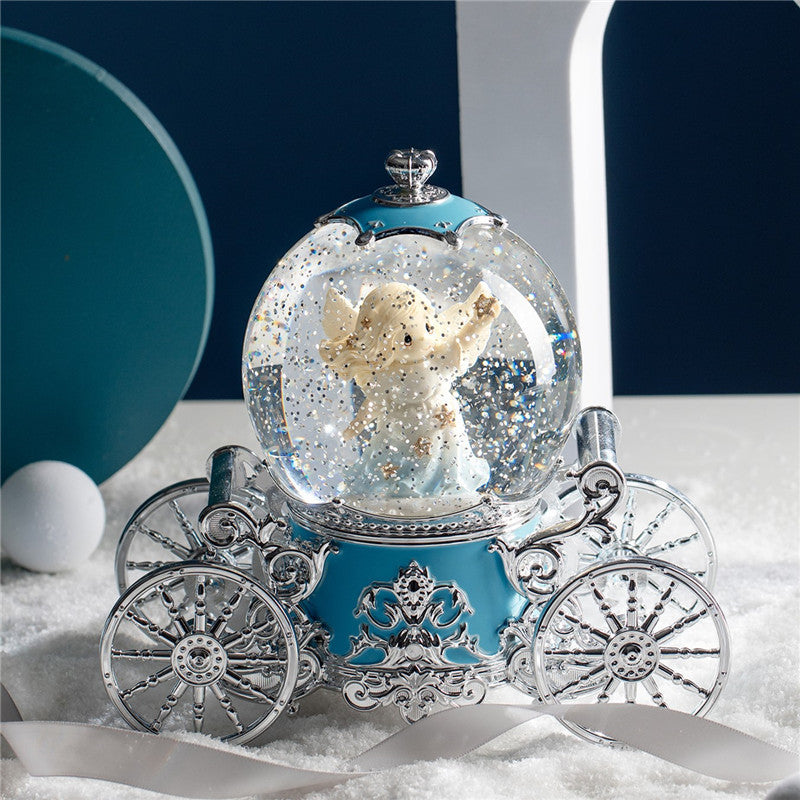 Christmas Snow Dream Couple Carriage Crystal Ball Music Box Music Box Girls Wedding Birthday Gift for Child Home Decor