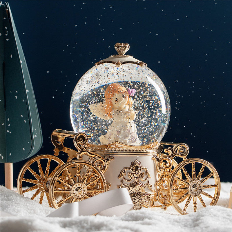 Christmas Snow Dream Couple Carriage Crystal Ball Music Box Music Box Girls Wedding Birthday Gift for Child Home Decor