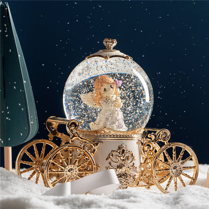 Christmas Snow Dream Couple Carriage Crystal Ball Music Box Music Box Girls Wedding Birthday Gift for Child Home Decor