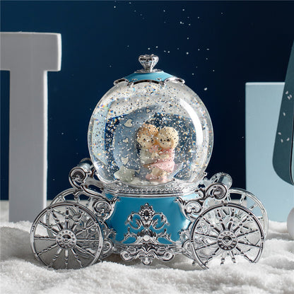 Christmas Snow Dream Couple Carriage Crystal Ball Music Box Music Box Girls Wedding Birthday Gift for Child Home Decor